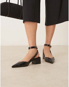 Туфли Sienna на среднем каблуке с отделкой под крокодила черного цвета Asos design