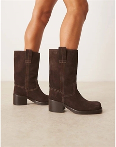 Ботинки Trucker Caspia из премиальной замши шоколадного цвета от Asos design