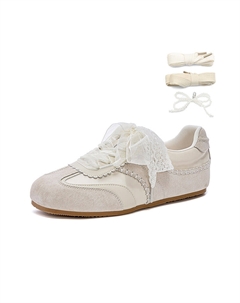 Винтажная мода Instagrammer Ballet German Army кроссовки с низким верхом в спортивном стиле, повседневная обувь цвета экрю для женщин, Ecru Josiny