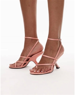 Мюли Indigo с ремешками и угловым каблуком в персиковом цвете Topshop