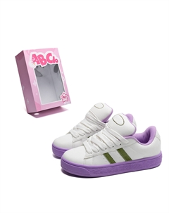 Кроссовки для скейтбординга с противоскользящими и износостойкими свойствами, низкие, унисекс, белые, фиолетовые Abcio