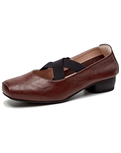 Туфли Мэри Джейн на массивном каблуке для женщин, Burgundy Quicheshoes