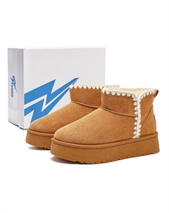 Короткие зимние ботинки женские коричневые, серые Feiyue.®