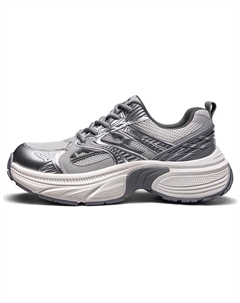 Низкие массивные кроссовки унисекс с противоскользящим и износостойким покрытием из серебристого питона, Silver Gray Camel