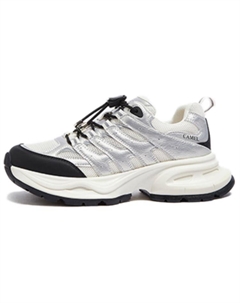 Нескользящие и дышащие низкие массивные кроссовки для женщин, Silver White Camel