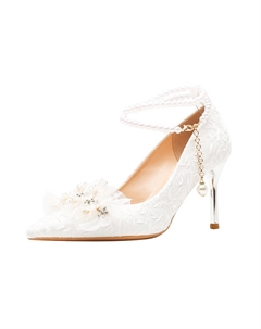 Туфли на высоком каблуке женские белые Bigtree