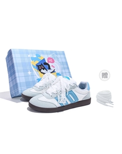 Износостойкие сбалансированные дышащие низкие кроссовки для скейтбординга унисекс небесно-голубого цвета Nocopy