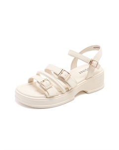 Сандалии женские с одним ремешком 5 см цвета экрю, Ecru (Heel Height 5Cm) Josiny