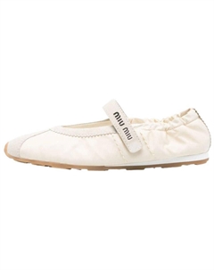 Туфли Мэри Джейн на плоской подошве, бежевые женские Miu miu