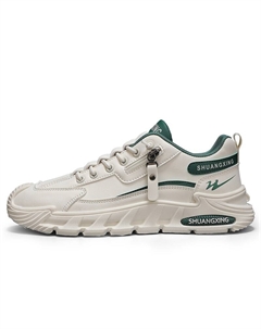 Нескользящие легкие низкие повседневные туфли мужские бежево-зеленого цвета Binary