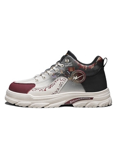 Амортизирующие противоскользящие износостойкие высокие повседневные туфли мужские бежево-красные Binary