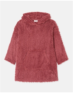 Однотонный халат с карманом-кенгуру для девочек, малиновый Cotton juice