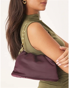 Атласная сумка-клатч сливового цвета с цепочкой Asos design