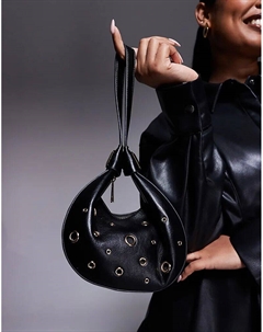 Сумка-клатч с люверсами черного цвета и сменными ремешками через плечо Asos design