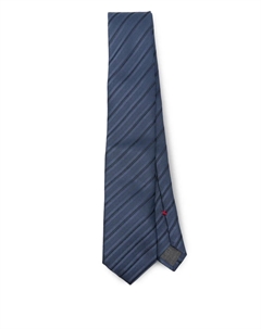 Шелковый галстук в полоску, синий Brunello cucinelli