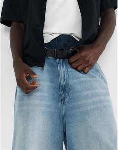 Ремень из искусственной кожи с матовой пряжкой черного цвета Pull & bear