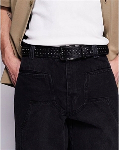 Ремень черного цвета с заклепками и тиснением Asos design