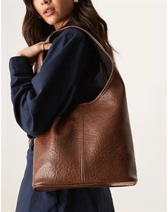 Фактурная сумка-тоут среднего размера шоколадного цвета Asos design