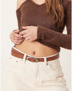 Ремень для джинсов с овальной пряжкой на талии и бедрах светло-коричневого цвета Asos design