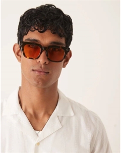 Солнцезащитные очки премиум-класса в массивной квадратной оправе черепахового цвета с янтарными линзами Asos design