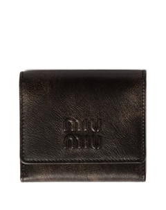 Маленький кошелек с тисненым логотипом, коричневый Miu miu