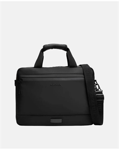Мужской портфель из экокожи с логотипом спереди, черный Tommy hilfiger