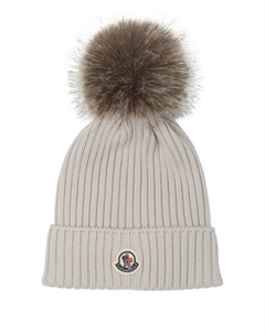 Шапка с помпоном в рубчик, нейтральный Moncler enfant