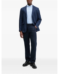 Льняной блейзер с двумя пуговицами, синий Hackett