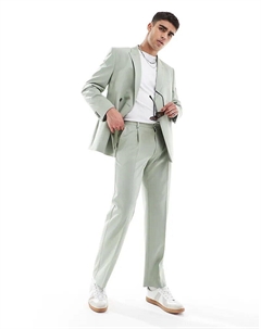 Прямые брюки из фактурного шалфейно-зеленого цвета Asos design