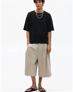 Джемпер хенли с короткими рукавами черного цвета Pull & bear