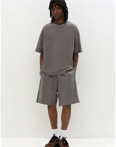 Шорты-бермуды с диагональной текстурой серого цвета Pull & bear