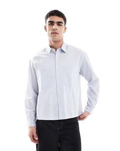 Рубашка с длинными рукавами в текстурированную клетку серого цвета Pull & bear