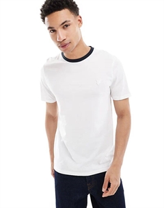 Футболка с контрастным воротником, тончайшая, белого/темно-синего цвета Lyle & scott