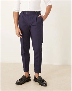 Строгие зауженные брюки-чиносы из хлопка темно-синего цвета Asos design