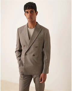 Узкий пиджак из коричневого твила в тонкую полоску Asos design