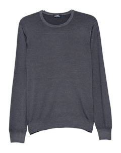 Шерстяной свитер с круглым вырезом, серый Barba