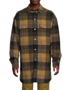Рубашка свободного кроя в клетку, цвет Honey Plaid Rick owens
