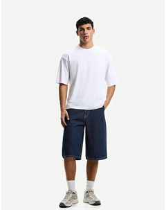 Джинсовые шорты-бермуды синего цвета Bershka