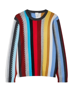 Полосатый свитер косой вязки, синий Paul smith