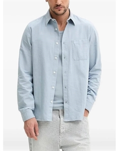 Рубашка с длинными рукавами и вышитыми карманами, синий Hugo