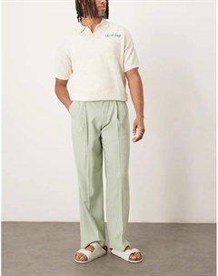 Широкие брюки с микротекстурой светло-зеленого цвета Asos design