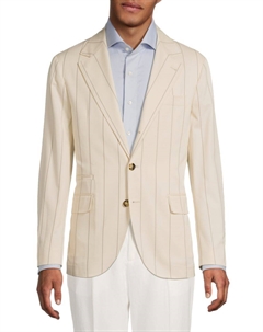 Полосатый современный блейзер, цвет Brown Ivory Brunello cucinelli