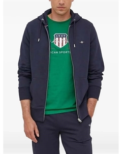 Толстовка с капюшоном на молнии, синий Gant