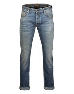 Джинсы с манжетами и нашивкой-логотипом, синий Moorer