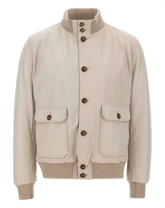 Кожаная куртка с ребристым воротником, нейтральный Barba