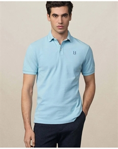 Мужская поло с коротким рукавом в клетку мадрас классического кроя, синий Hackett