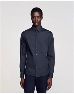 Облегающая мужская рубашка из стрейч-хлопка, темно-синий Sandro