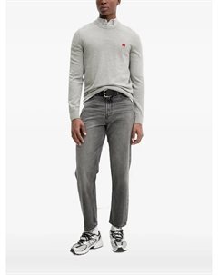 Рубашка-поло с логотипом-аппликацией, серый Hugo