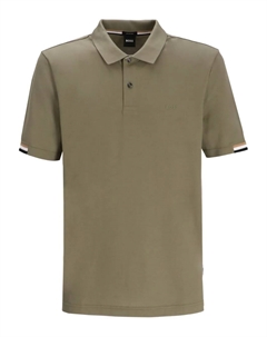 Рубашка-поло с вышитым логотипом, зеленый Boss