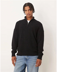 Свободный трикотажный свитер с воротником-стойкой черного цвета Asos design